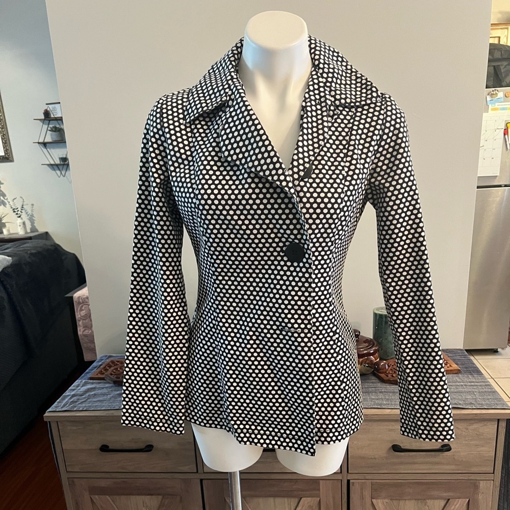 Super Low Fat women’s Black and white polka dot peacoat